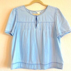 Caslon | Chambray Short Sleeve Top, Size Medium